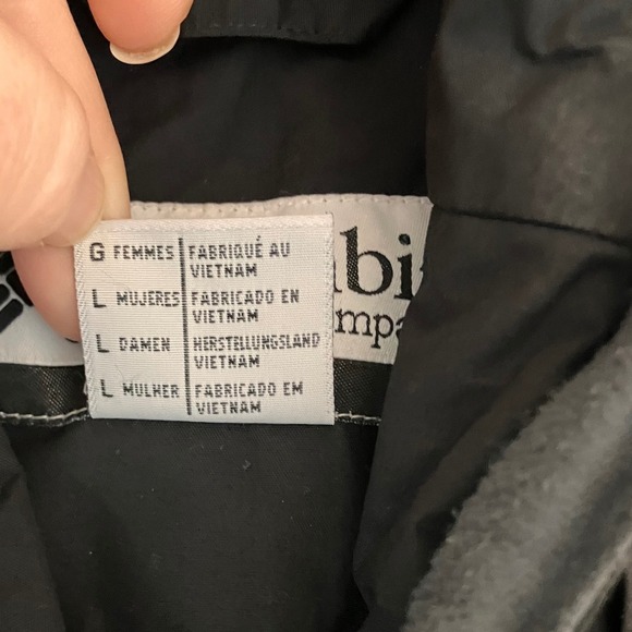 Columbia Womens Waterproof Rain Jacket Black White Piping Hooded Large - Picture 5 of 11